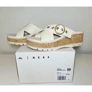 REEF‎ Women's Vista Higher GIA Vintage Cork Ivory Chunky Platform Sandals 9 NEW